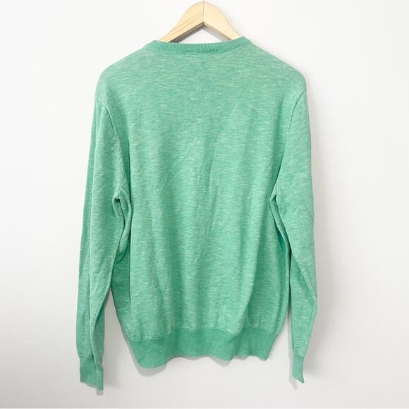 J Crew green pullover crew neck sweater mens large cotton - Picture 3 of 5